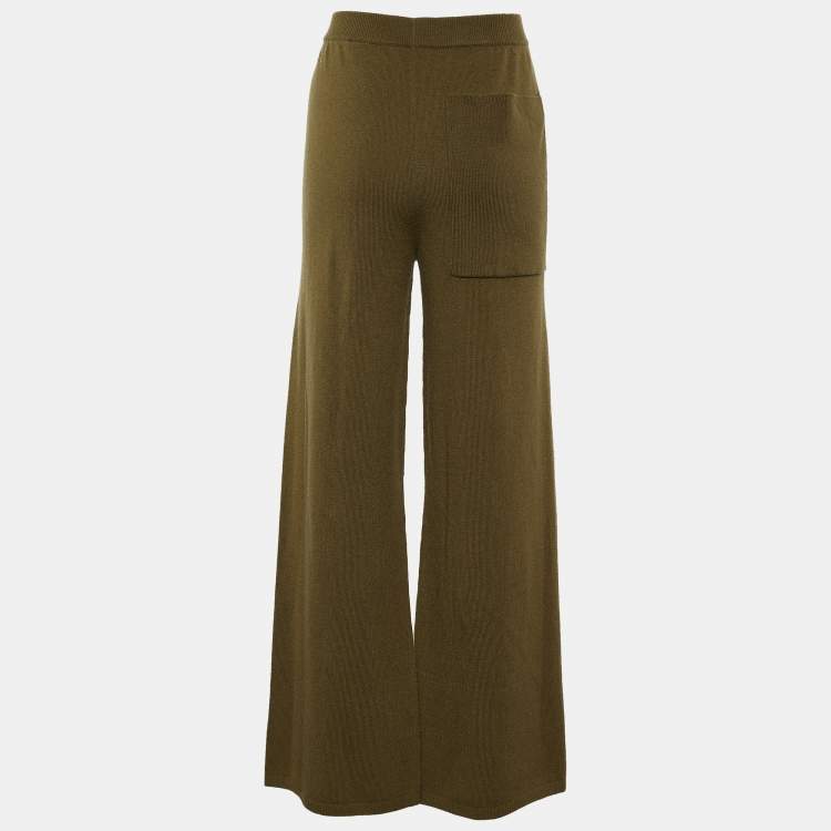 Pre Owned Joseph Khaki Green Mongolian Cashmere Knit Pants L