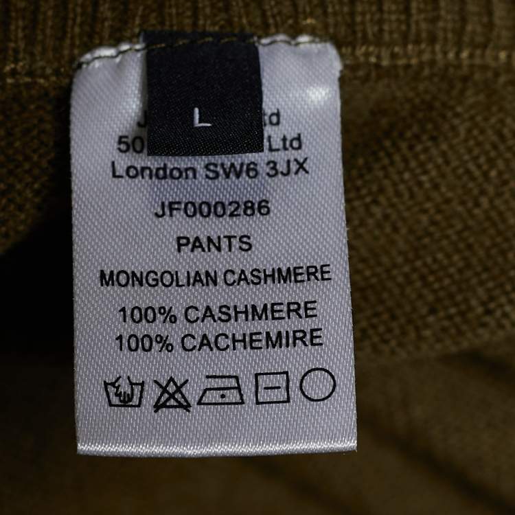Pre Owned Joseph Khaki Green Mongolian Cashmere Knit Pants L