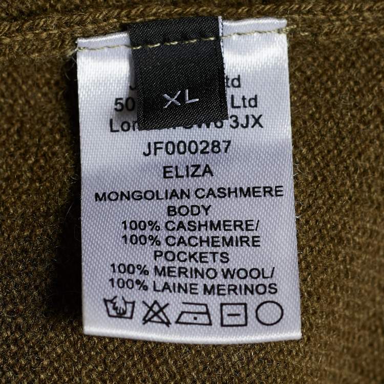Pre Owned Joseph Khaki Green Mongolian Cashmere Knit Belted Eliza Dress XL