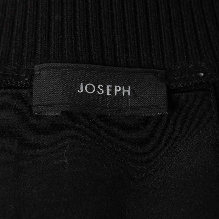Pre Owned Joseph Black Silk Crepe Crewneck Top M