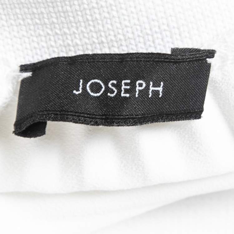Pre Owned Joseph White Crepe Asymmetric Pleated Skirt M