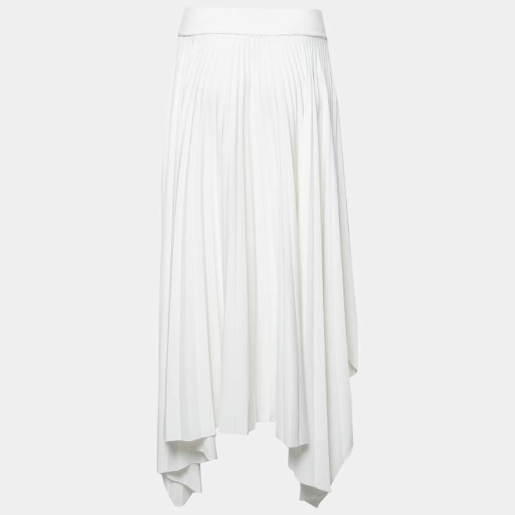 White pleated 2025 asymmetrical skirt