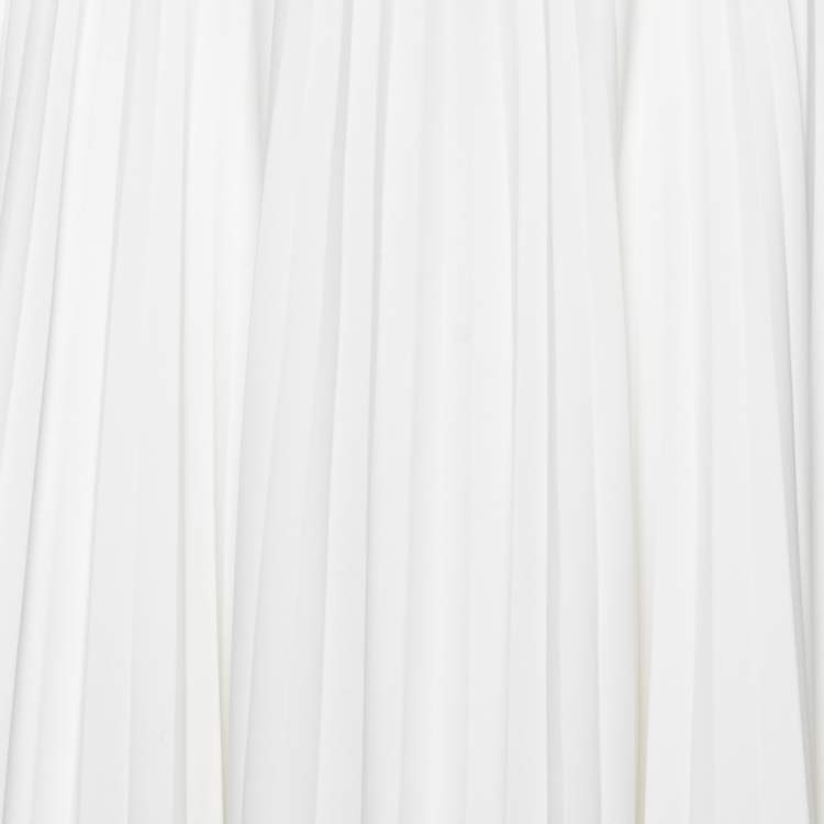 Pre Owned Joseph White Crepe Asymmetric Pleated Skirt M