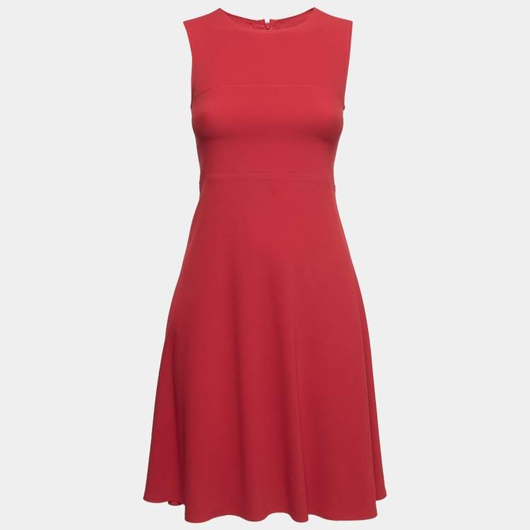Pre Owned Joseph Red Crepe Paneled Skater Dress S 