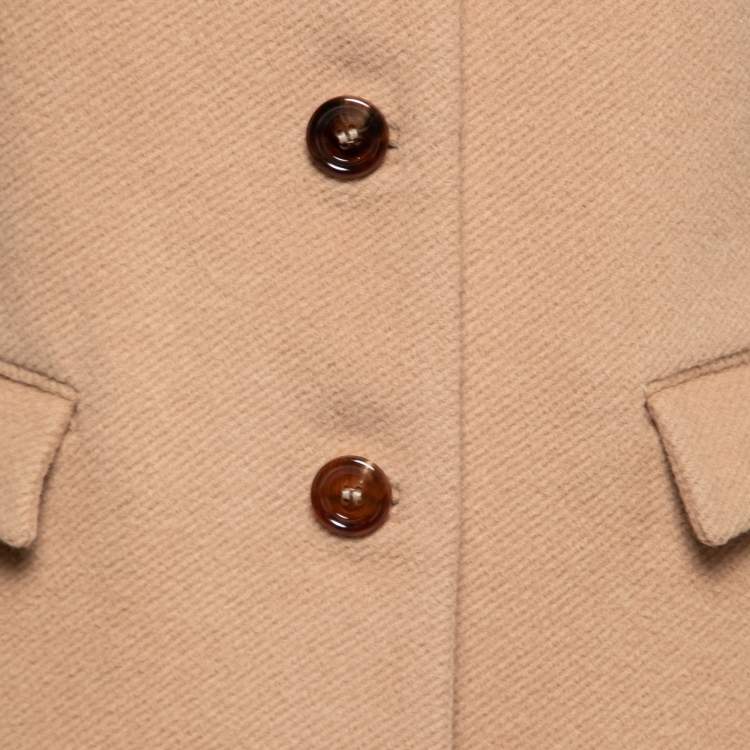 Pre Owned Joseph Camel Brown Wool & Cashmere Single-Breasted Coat M  