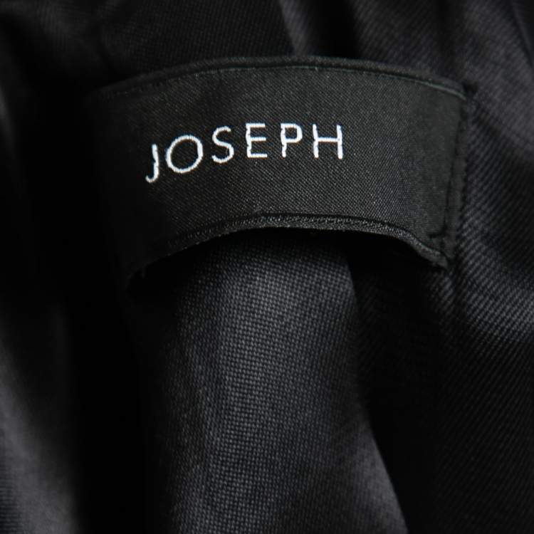 Pre Owned Joseph Black Wool Detachable Fur Collar Mid-Length Coat S   