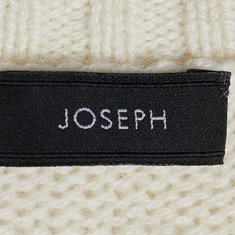 Pre Owned Joseph Ecru Cashmere Rib Knit V-Neck Sweater XS
