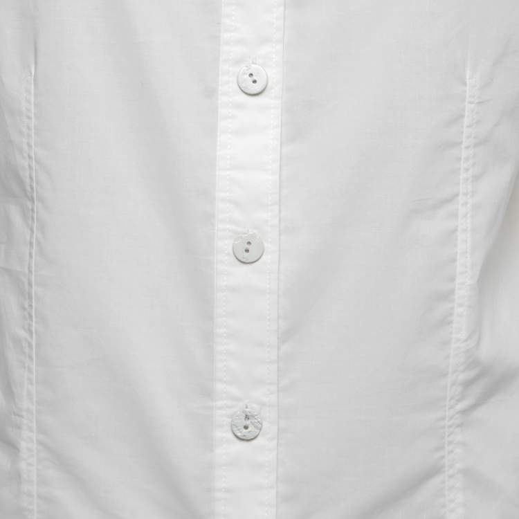 Pre Owned Joseph White Cotton Contrast Trim Detail Button Front Shirt M