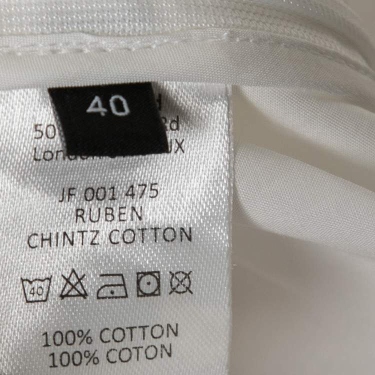 Pre Owned Joseph White Cotton Contrast Trim Detail Button Front Shirt M