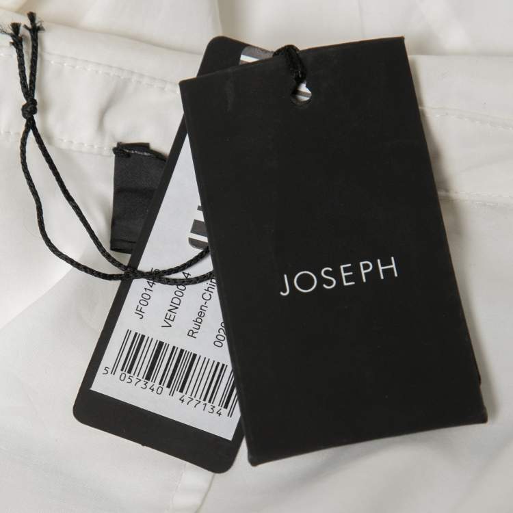 Pre Owned Joseph White Cotton Contrast Trim Detail Button Front Shirt M