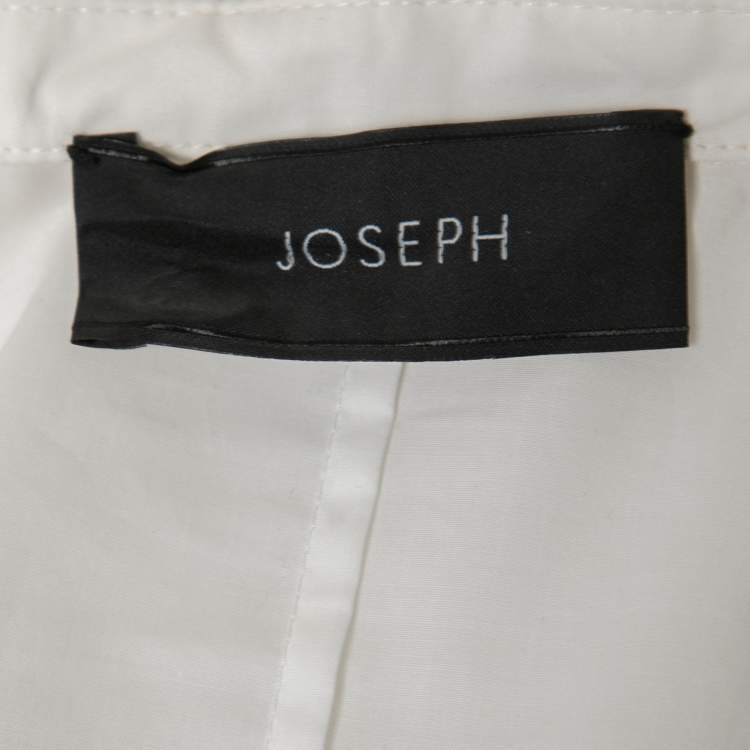 Pre Owned Joseph White Cotton Contrast Trim Detail Button Front Shirt M