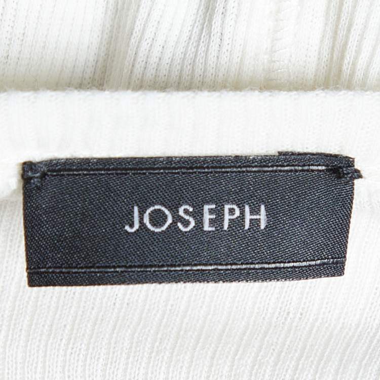 Pre Owned Joseph White Cotton Cashmere Rib Sleeveless Tank Top S