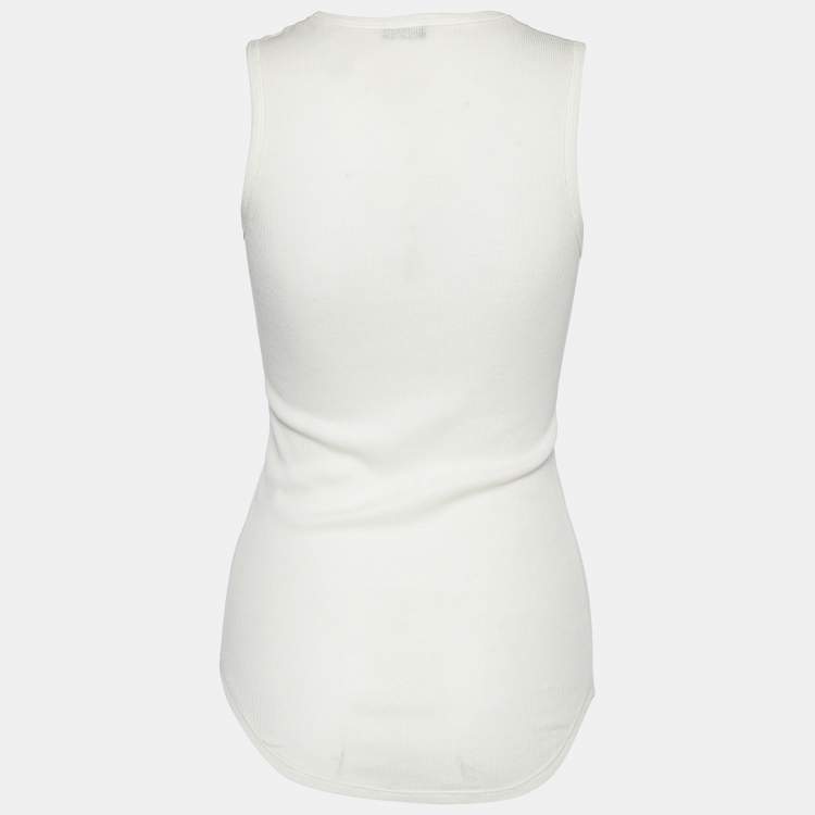 Pre Owned Joseph White Cotton Cashmere Rib Sleeveless Tank Top S
