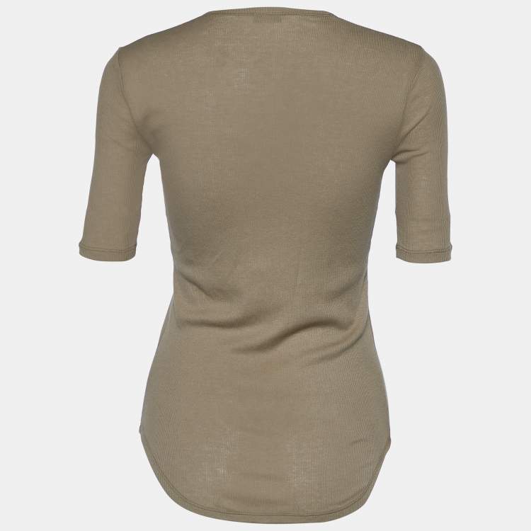 مملوكة مسبقًا Joseph Beige Cotton Cashmere Rib Knit Top S