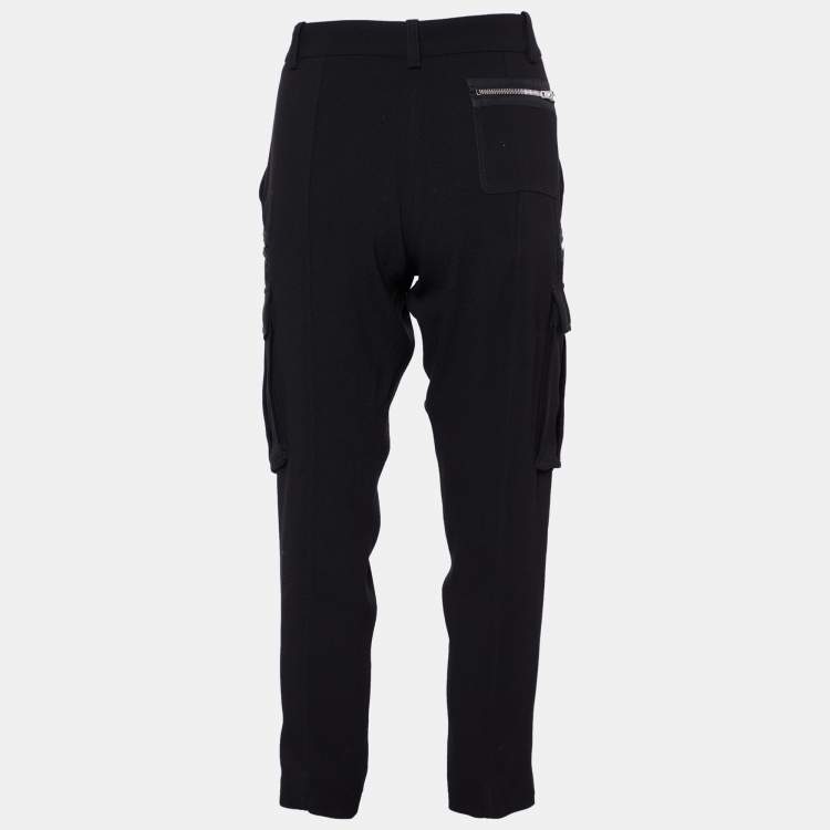 Pre Owned Joseph Black Crepe Cargo Pants M