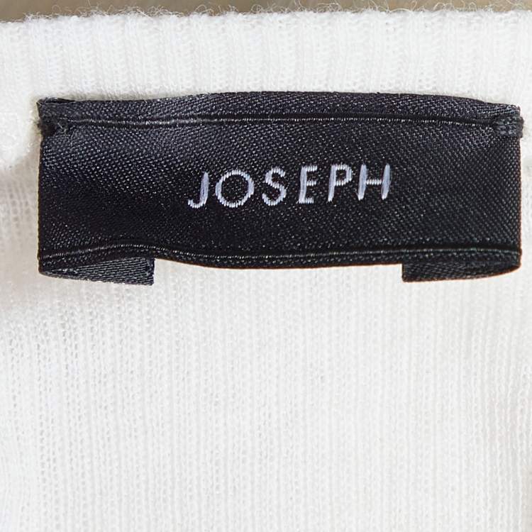 Pre Owned Joseph White Cotton Cashmere Rib Sleeveless Tank Top S