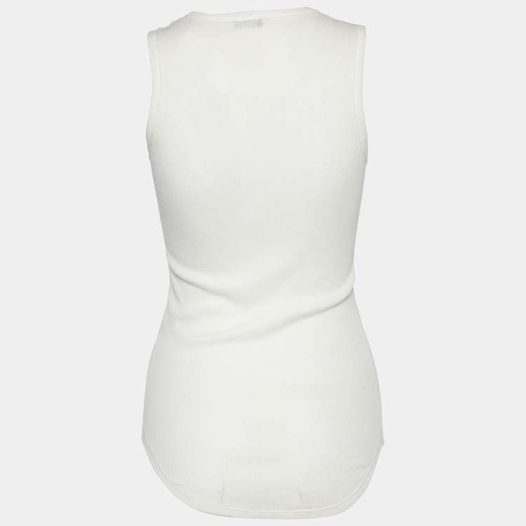Pre Owned Joseph White Cotton Cashmere Rib Sleeveless Tank Top S