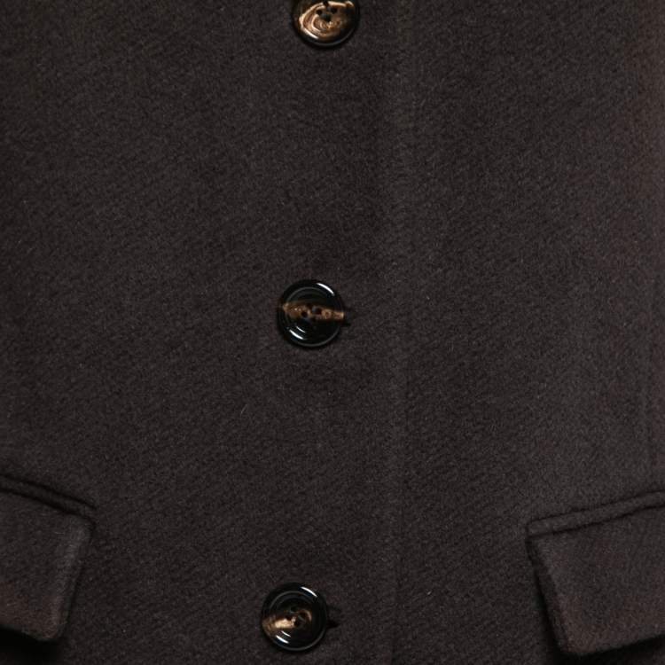 Pre Owned Joseph Dark Brown Wool Single-Breasted Mid Length Coat S