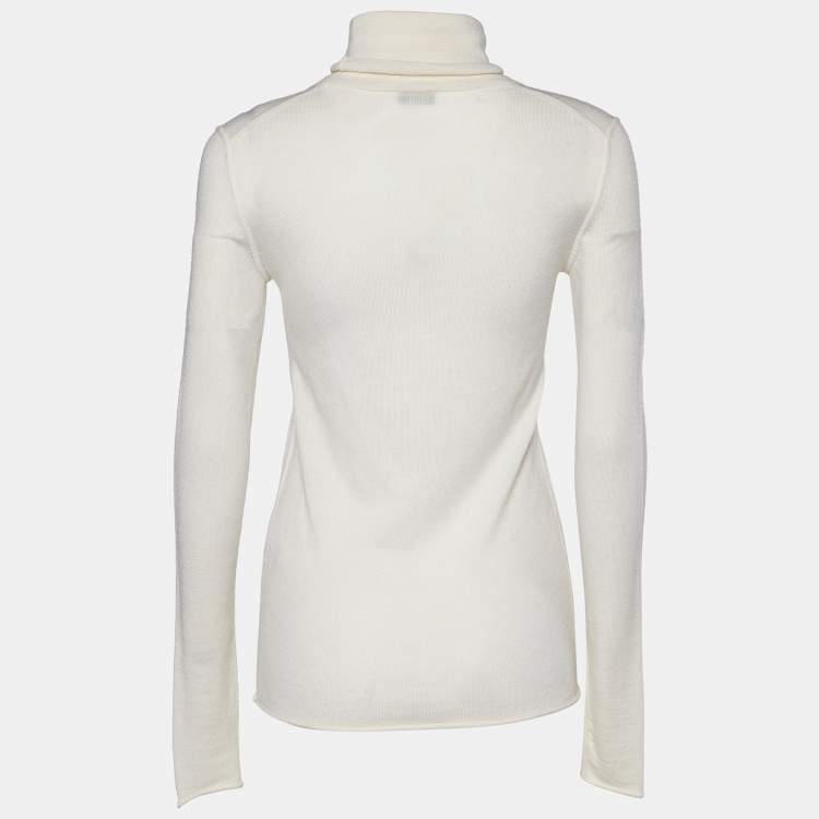 Pre Owned Joseph Cream Wool Turtleneck Sweater S