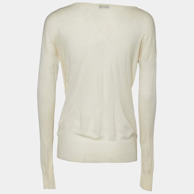 Pre Owned Joseph Cream Cashmere V-Neck Sweater L
