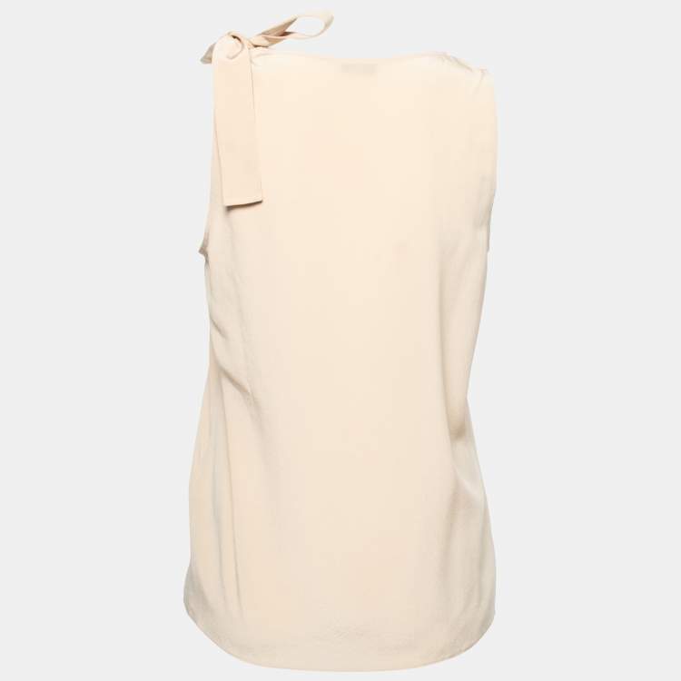Pre Owned Joseph Beige Silk Sleeveless Shoulder Tie Detail Top M