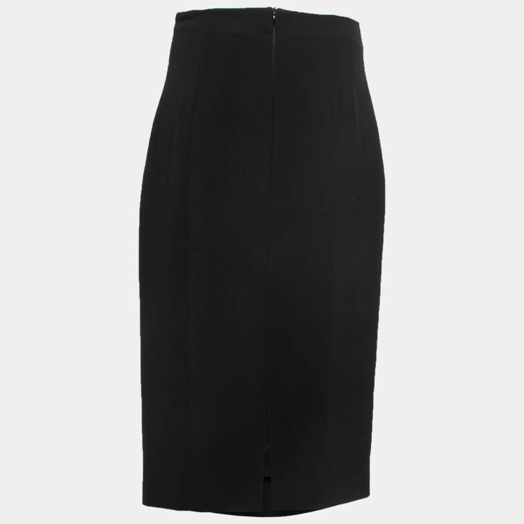 Pre Owned Joseph Black Crepe Midi Pencil Skirt L
