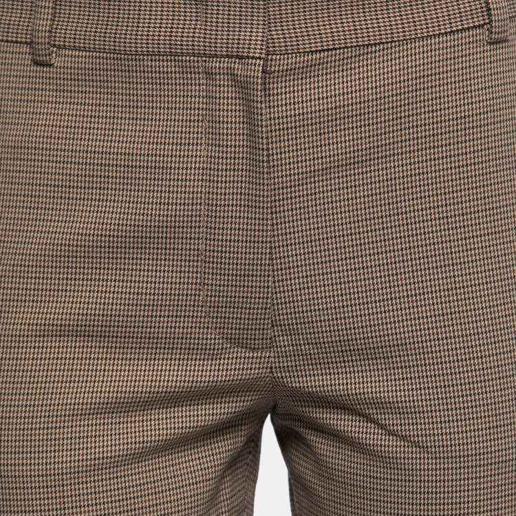 Pre Owned Joseph Brown Houndstooth Cotton Zipped Hem Trousers S