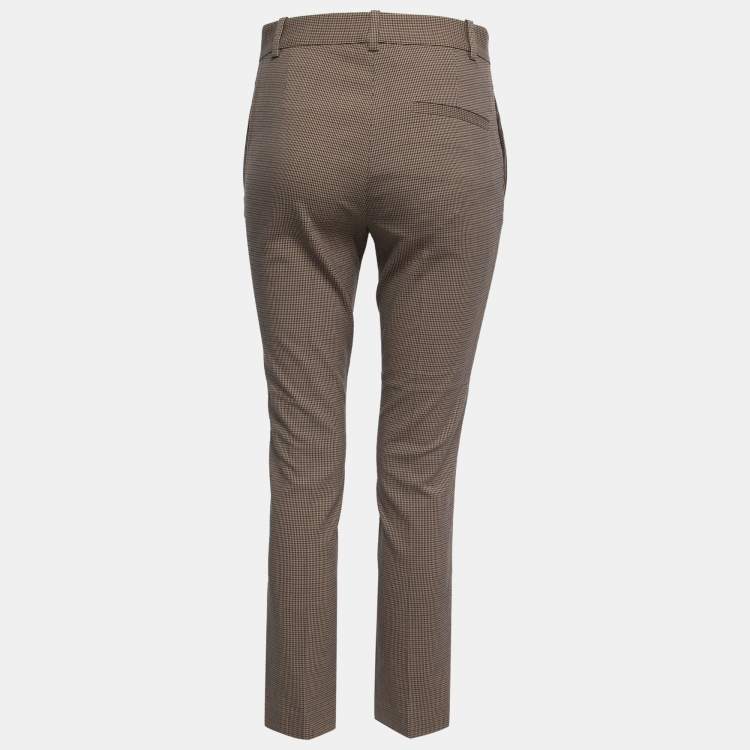 Pre Owned Joseph Brown Houndstooth Cotton Zipped Hem Trousers S