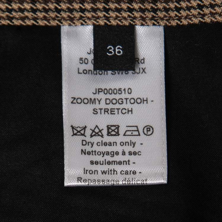 Pre Owned Joseph Brown Houndstooth Cotton Zipped Hem Trousers S