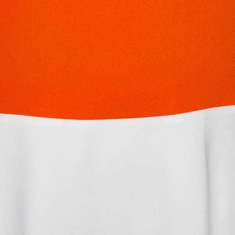 Pre Owned Joseph Orange & White Crepe Paneled Sleeveless Mini Dress S