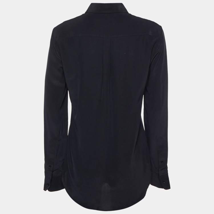 Pre Owned Joseph Black Silk & Organza Pocket Shirt S