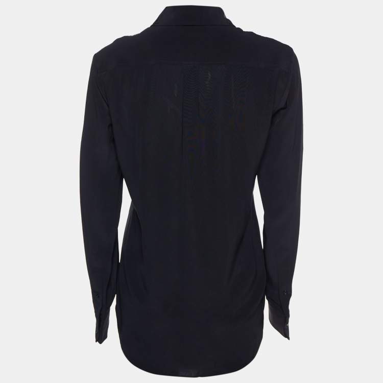 Pre Owned Joseph Black Silk & Organza Pocket Detail Button Front Shirt S