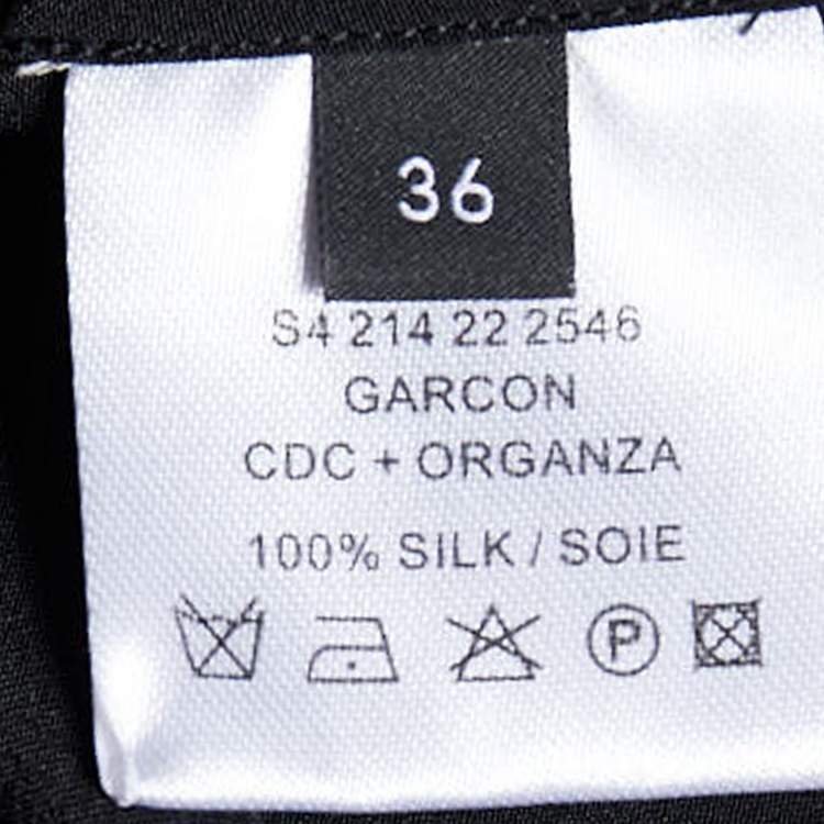 Pre Owned Joseph Black Silk & Organza Pocket Detail Button Front Shirt S