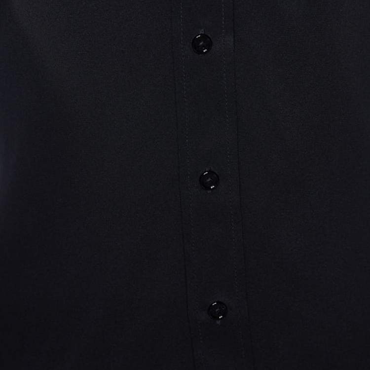 Pre Owned Joseph Black Silk & Organza Pocket Detail Button Front Shirt S