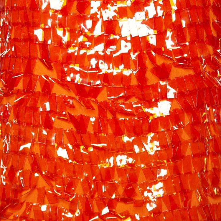 Pre Owned Joseph Orange Embellished Georgette Silk Sleeveless Shift Dress