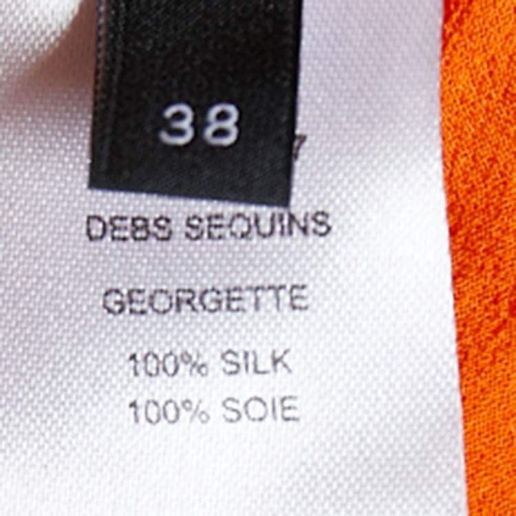 Pre Owned Joseph Orange Embellished Georgette Silk Sleeveless Shift Dress