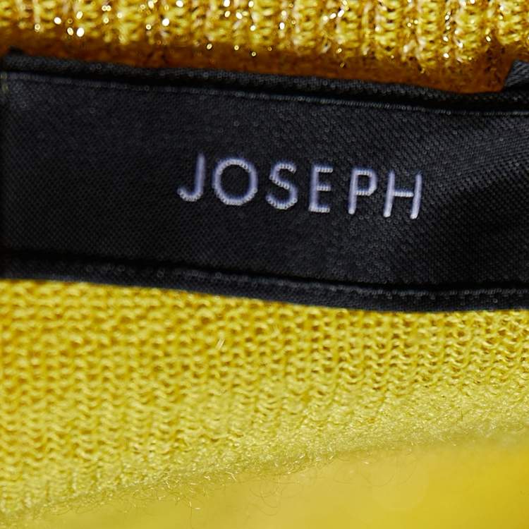 Pre Owned Joseph Yellow Cashmere Knit Lurex Detail V-Neck Sweater M