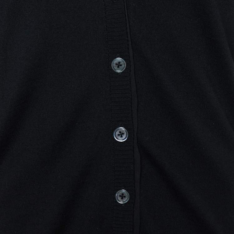 Pre Owned Joseph Black Merino Wool & Silk Button Front Cardigan S