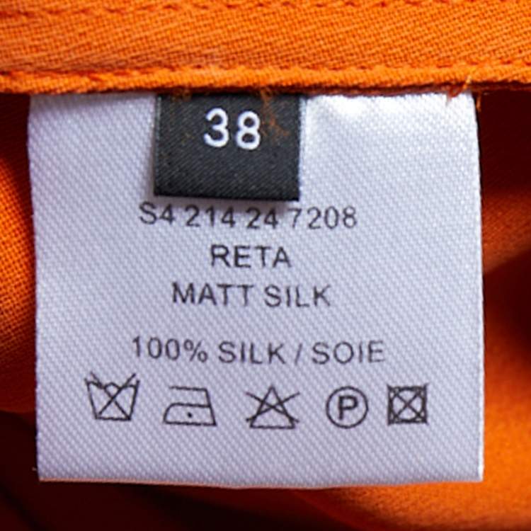 Pre Owned Joseph Orange Silk & Organza Detail Shift Dress M