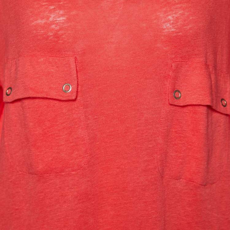 Pre Owned Joseph Pink Linen Knit Pocket Detail Tunic M
