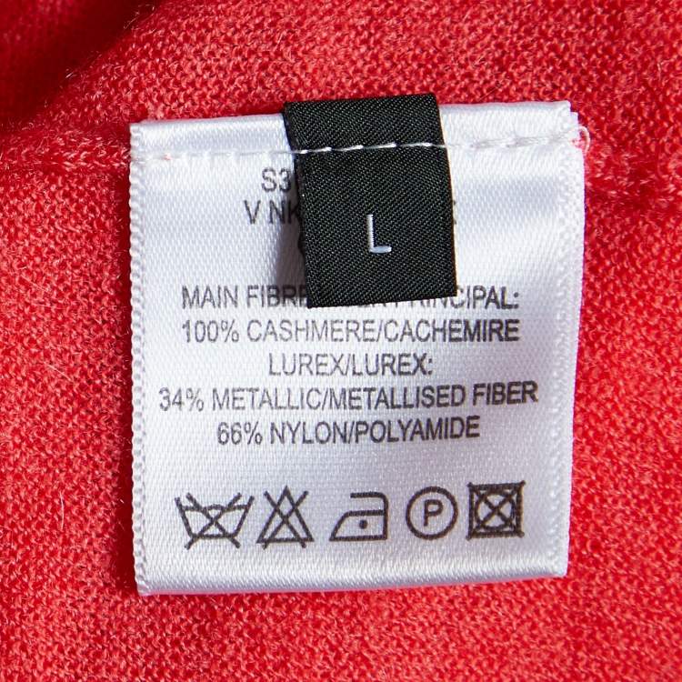 Pre Owned Joseph Pink Cashmere Knit Lurex Detail V-Neck Sweater L