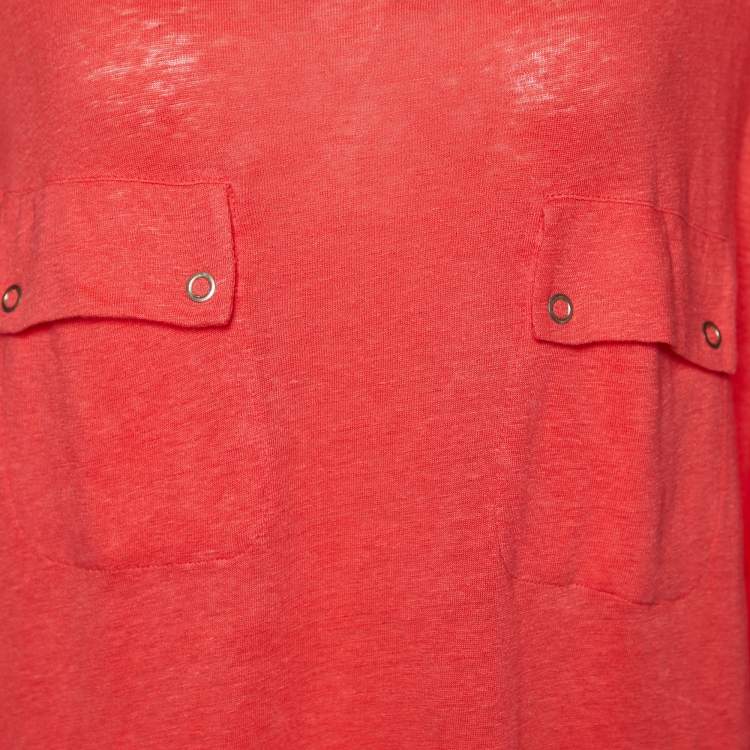 Pre Owned Joseph Pink Linen Knit Pocket Detail Tunic XL