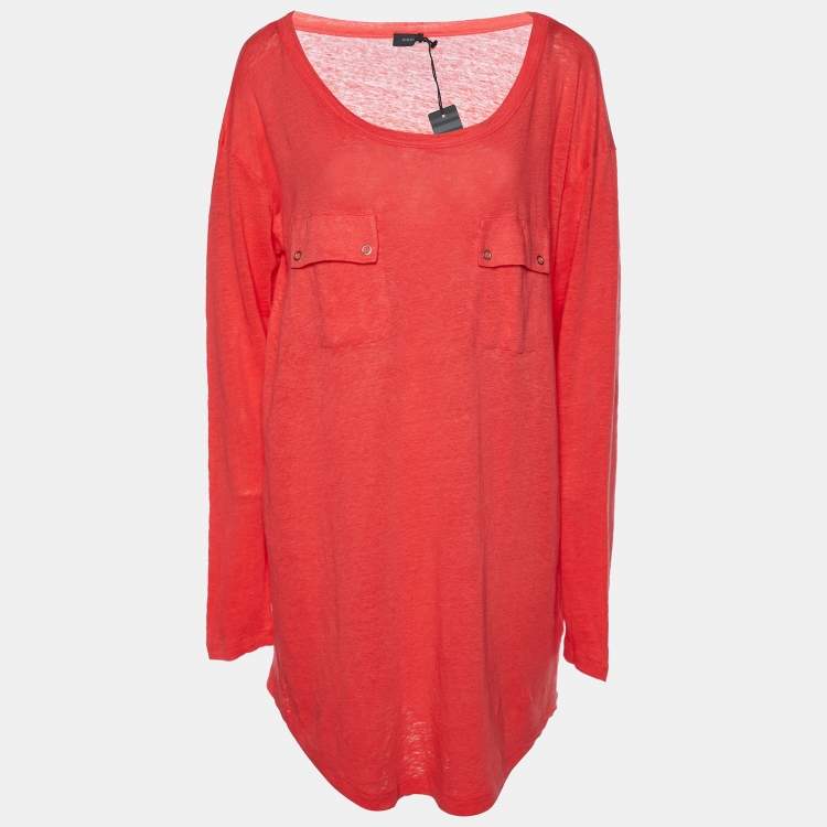 Pre Owned Joseph Pink Linen Knit Pocket Detail Tunic XL