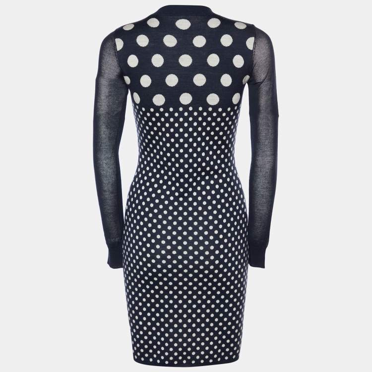 Pre Owned Joseph Navy Blue Spot Jacquard Knit Romelie Mini Dress S