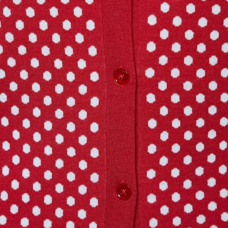 Pre Owned Joseph Red Spot Jacquard Button Front Cardigan M