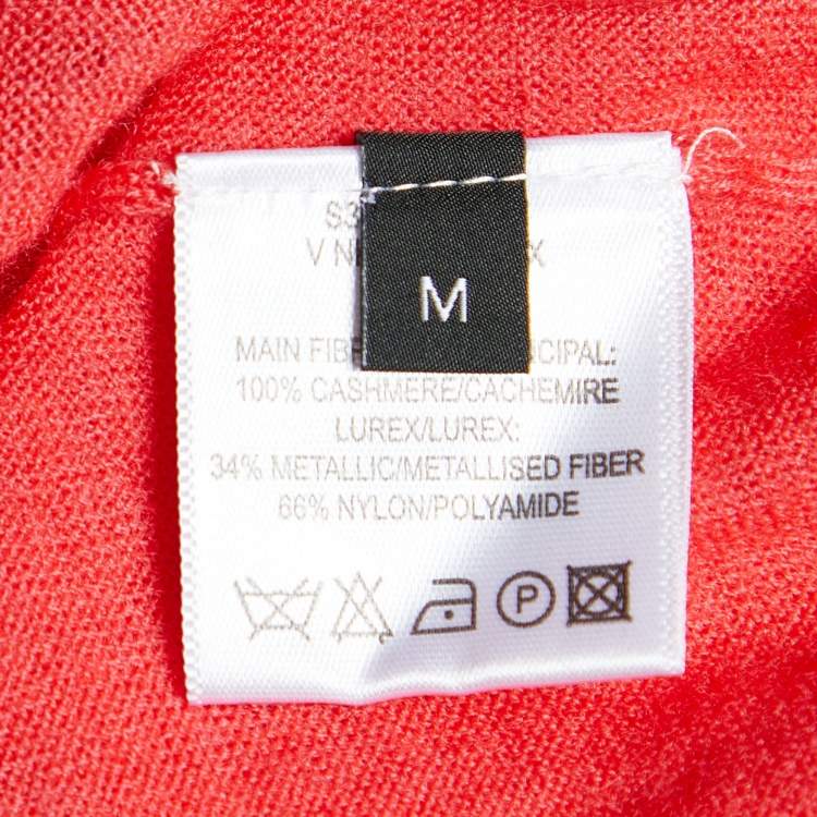 Pre Owned Joseph Pink Cashmere Knit Lurex Detail V-Neck Sweater M