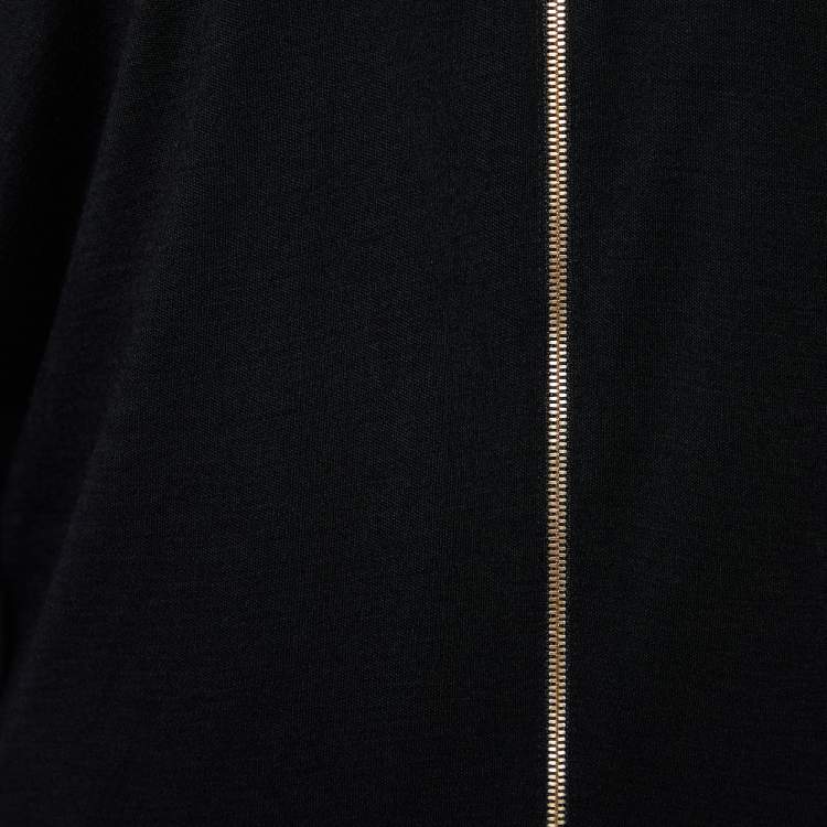 Pre Owned Joseph Black Wool Interlock Zip Detail Kinx Sweater L