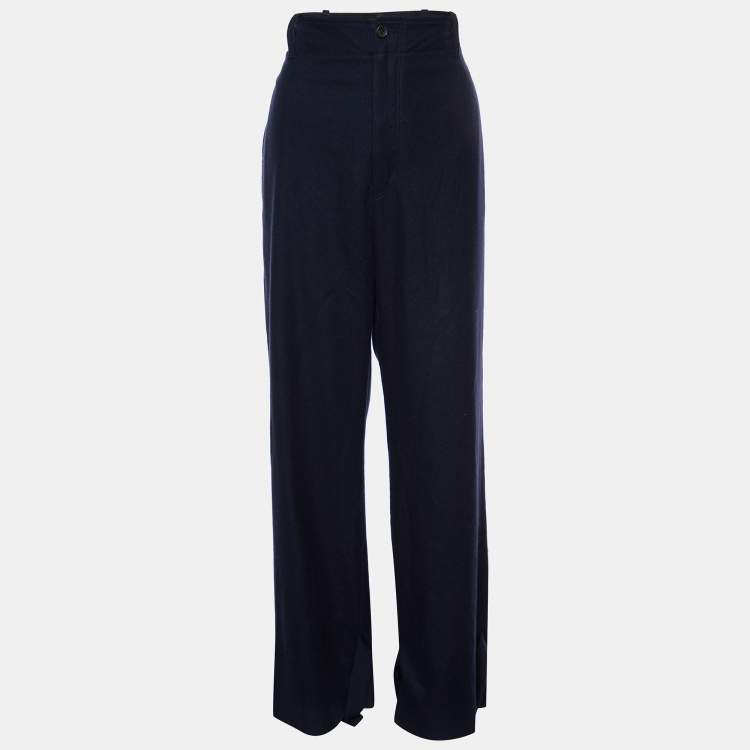 Pre Owned Joseph Navy Blue Light Felt Birkeland Trousers M