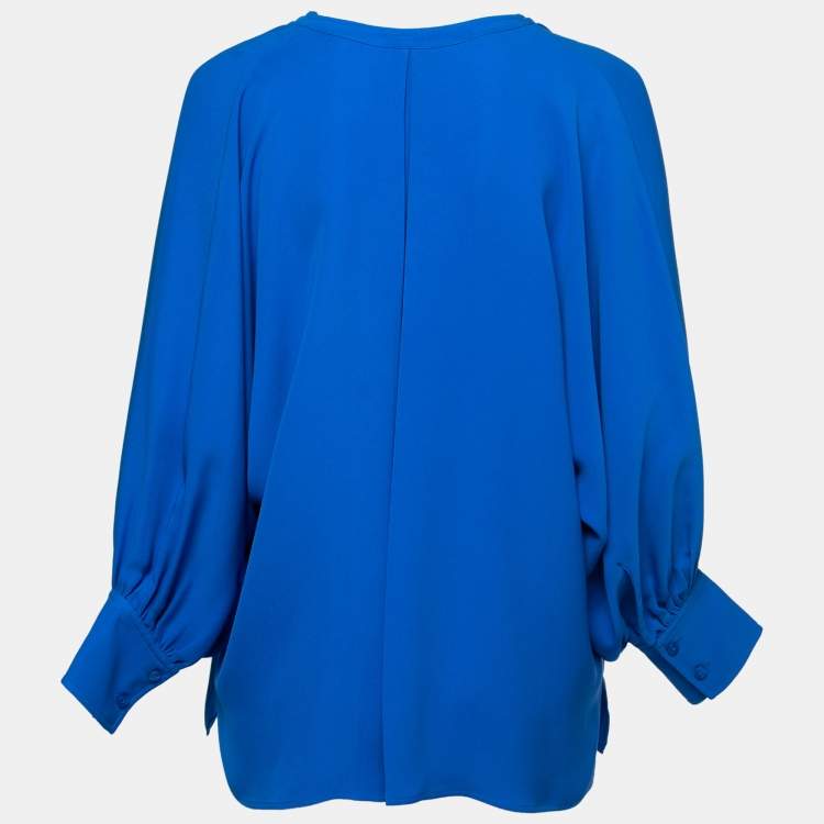 Pre Owned Joseph Blue Silk V-Neck Blouse M