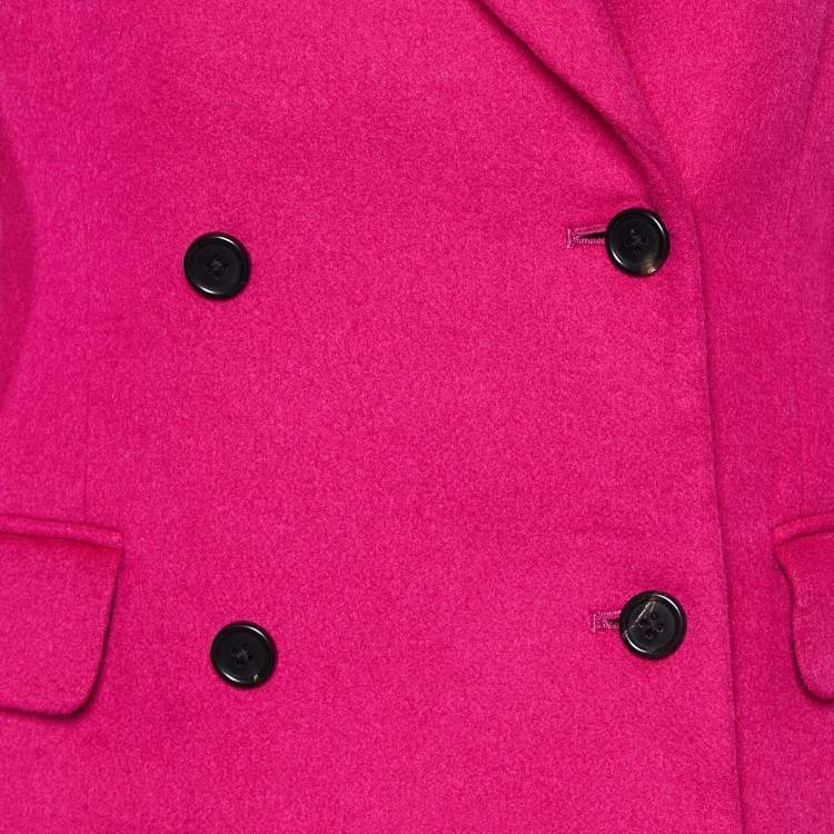 Pre Owned Joseph Fuchsia Pink Wool & Cashmere Double Breasted Panda Coat M